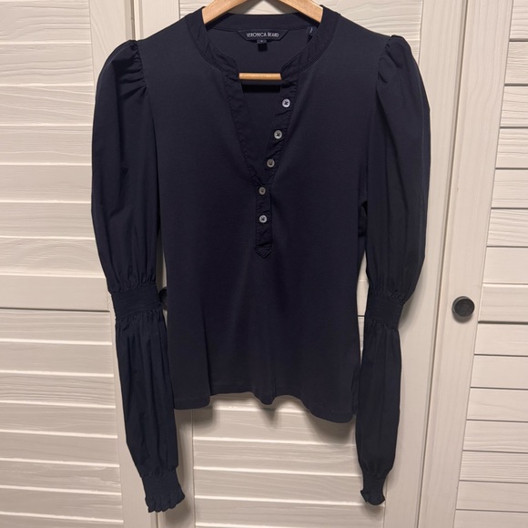 Veronica Beard Effy Puff-Sleeve Top in Navy💕 - Picture 4 of 9